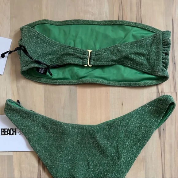 Beach Riot Kelsey Strapless Bikini Top Shimmer Green Emerald revolve bikini - Picture 10 of 10